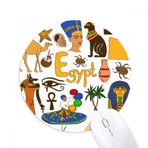 Dıythinker Mısır Manzarası Hayvanlar Ulusal Bayrak Baskılı Yuvarlak Kaymaz Kauçuk Mouse Pad