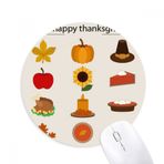 Dıythinker Mutlu Şükran Günü Yiyecek Desenli Baskılı Yuvarlak Kaymaz Kauçuk Mouse Pad