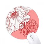 Dıythinker Pembe Mutlu Sevgililer Günü Aşk Gül Baskılı Yuvarlak Kaymaz Kauçuk Mouse Pad