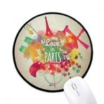 Dıythinker Renkli Mark City Fransa Eyfel Kulesi Yuvarlak Kaymaz Mouse Pad