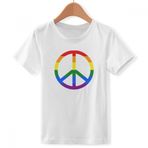 DIYthinker S Beyaz Erkek Çocuk Gökkuşağı Anti War LGBT Crew Boyun Tişört