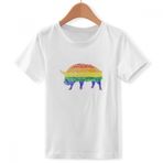 DIYthinker S Beyaz Erkek Çocuk Gökkuşağı Domuz LGBT Bisiklet Yaka Tişört