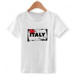 DIYthinker S Beyaz Erkek Çocuk I Love Italy Kelime Aşk Kalp Dikdörtgen Bisiklet Yaka Tişört