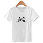 DIYthinker S Beyaz Erkek Çocuk Kedi Meow Alıntı DIY Tasarım Bisiklet Yaka Tişört