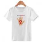 DIYthinker S Beyaz Erkek Çocuk Kırmızı Kurdele 1. Aralık Aids Day Bisiklet Yaka Tişört