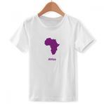 DIYthinker S Beyaz Erkek Çocuk Mor Afrika İllüstrasyon Haritası Deseni Bisiklet Yaka Tişört