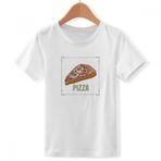 DIYthinker S Beyaz Erkek Çocuk Pizza Dilimi İtalya Deniz Yemi Bisiklet Yaka Tişört