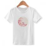 DIYthinker S Beyaz Erkek Çocuk Sakura Çiçek Pembe Desen Japon Bisiklet Yaka Tişört