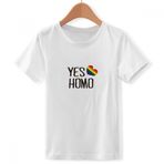 DIYthinker S Beyaz Erkek Çocuk Yes Homo LGBT Gökkuşağı Aşk Bisiklet Yaka Tişört