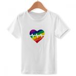DIYthinker S Beyaz Erkek Kalp Electron LGBT Gökkuşağı Crew Boyun Tişört