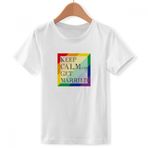 DIYthinker S Beyaz Erkek LGBT Gökkuşağı Bayrağı Get Married Crew Boyun Tişört