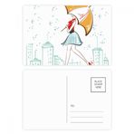 DIYthinker Şemsiye Yağmur Kadın Şehir Elbisesi Kartpostal Seti Doğum Günü Teşekkür Kartı Gönderi Tarafı 20 adet 14,5 cm x 9,7 cm Çok Renkli