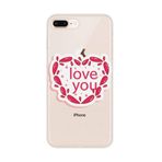 DIYthinker Sevgililer Günü Pembe Kalp Love You Apple iPhone 7/8 Plus Telefon Kılıfı Esnek TPU Yumuşak Şeffaf Kapak Hediye iPhone 7/8 Plus kılıf