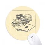 Dıythinker Siyah Çip Poker İllüstrasyon Desen Baskılı Yuvarlak Kaymaz Kauçuk Mouse Pad