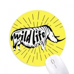 Dıythinker Siyah Hayvan Gergedan Silüeti Doğal Baskılı Yuvarlak Kaymaz Kauçuk Mouse Pad