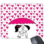 DIYthinker Valentine 's Day Kissing Couple Holding, şemsiye ile pembe kalp Regen Illustration Muster dikdörtgen kaymaz lastik fare altlığı Oyun fare