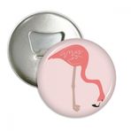 Dıythinker Waiting Flamingo Desenli Yuvarlak Şişe Açacağı Buzdolabı Mıknatısı Rozet