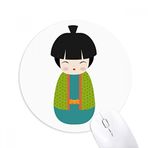 Dıythinker Yuvarlak Yeşil Kimono Bebek Sanatı Japon Kaymaz Kauçuk Fare Altlığı