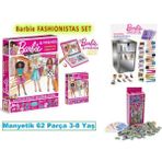 Diytoy Iki Ürün Barbie Dress Up Fashionistas Manyetik Kıyafet Giydirme + Barbie Manyetik Parçalar - Açık Pembe