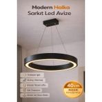 Dizano Modern Halka LED Aydınlatma 40CM 4000K Günışığı, Salon ve Ofis, Sıva Üstü Veya Sarkıt Avize - Siyah