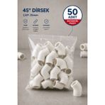Dizayn 25 45 Dirsek, Pprc 45 Derece Dirsek 25 mm 50 Adet PN25 Temiz Su Tesisat Boru Ek Parçası