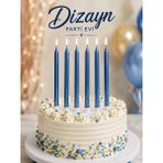 Dizayn Parti Evi 15 cm Pasta Mumu 6’lı Doğum Günü Pastası Uzun Mum Renk Seçenekli - Lacivert