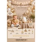 Dizayn Parti Evi 6 Months Kahverengi Konsept Parti Süsü Seti 6 Ay 10 Krem Balon Dahil 6 Aylık Bebek Kutlama Dekoru