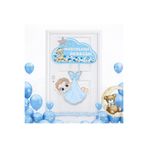 Dizayn Parti Evi DZYN Hoşgeldin Bebeğim Kapı Süsü Erkek Bebek Mavi Kapı Dekoru Baby Shower Hastane Odası Süsü