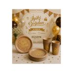 Dizayn Parti Evi Gold İyiki Doğdun 8 Kişilik Doğum Günü Parti Seti 8 Bardak 8 Tabak