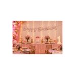 Dizayn Parti Evi Happy Birthday Uzar Yazı Banner Gold/Gümüş Varak Kenarlı Pembe Mavi Beyaz Siyah Doğum Günü Duvar Süsü