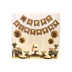 Dizayn Parti Evi Kraft Karton Üstüne Gold Altın Sarısı Yaldızlı Happy Birthday Yazılı Doğum Günü Partisi Yazı Banner