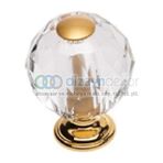 Dizaynaks Kristal Cam Düğme Kulp 20 Mm. Altın Lüx