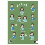 Dizgi Kitap İşaret Dili ile Aylar Posteri-TİD Eğitim Materyalleri