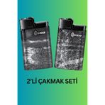 DJEEP Siyah Serili Taşlı Çakmak | 2'li Set | Orijinal Fransız Marka | Mat Siyah Koleksiyonu