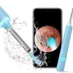 DJROLL Kulak balmumu giderme, kulak kiri sökücü alet, kulak kamerası, kulak cilası temizleyici aracı ile kulak kapsamı iPhone, iPad, Android akıllı telefonlar ile uyumlu (mavi)