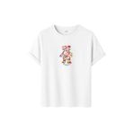 DK DAKSEL Çiçek Desenli Ayıcık Baskılı Tişört, Zeytin Yeşili,%100 Pamuk, Rahat Kesim, Unisex, Kısa Kollu (Beyaz, 2XL)