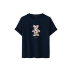 DK DAKSEL Çiçek Desenli Ayıcık Baskılı Tişört, Zeytin Yeşili,%100 Pamuk, Rahat Kesim, Unisex, Kısa Kollu (Lacivert, M)