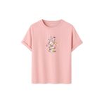 DK DAKSEL Çiçek Desenli Ayıcık Baskılı Tişört, Zeytin Yeşili,%100 Pamuk, Rahat Kesim, Unisex, Kısa Kollu (Pudra, 2XL)