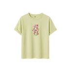 DK DAKSEL Çiçek Desenli Ayıcık Baskılı Tişört, Zeytin Yeşili,%100 Pamuk, Rahat Kesim, Unisex, Kısa Kollu (Sarı, XL)