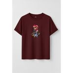 DK DAKSEL Kadın Shopaholic Ayıcık Baskılı Bisiklet Yaka Pamuklu T-shirt