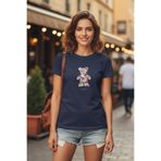 DK DAKSEL Lacivert Renk Oversize Teddy Bear Baskılı Kadın Tişört