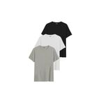 DK DAKSEL Relaxed Fit%100 Pamuklu Basic Kadın T-shirt 3 Lü Paket DKS-3500 (Siyah-Beyaz-Gri/S)
