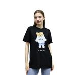 DK DAKSEL Siyah Renk Basic Dare You Teddy Bear Baskılı Kadın Tişört DKSB0100 (Siyah-S)