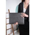 DK LEATHER Pu Deri Gri 13 13.3 13.6'' Notebook Laptop Kılıfı Macbook Air Pro M1 M2 M3 Uyumlu Evrak Çanta