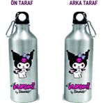 Dkdz Shop Metal Gumus Kancalı Baskılı Su Matarası 600ML. - 001