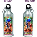 Dkdz Shop Metal Gumus Kancalı Baskılı Su Matarası 600ML. - 010
