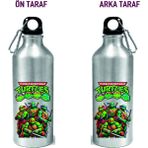 Dkdz Shop Metal Gumus Kancalı Baskılı Su Matarası 600ML. - 016