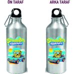 Dkdz Shop Metal Gumus Kancalı Baskılı Su Matarası 600ML. - 023