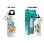 Dkdz Shop Sunger Bobbb Baskılı Kancalı Metal Suluk - 600ML - Sarı - Koyu Pembe