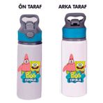 Dkdz Shop Sunger Bobbb Baskılı Mavi Pipetli Metal SULUK-650ML. - Turuncu - Koyu Pembe